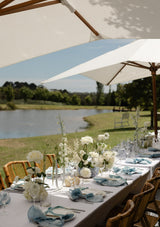 100% Ruffle Linen Table Napkins | Light Blue (Set of Four)