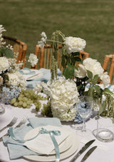 100% Ruffle Linen Table Napkins | Light Blue (Set of Four)