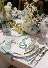 100% Ruffle Linen Table Napkins | Light Blue (Set of Four)