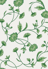 Green Floral Printed Linen Tablecloth | Hire