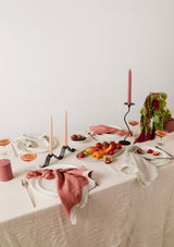 Rose Pink and Natural Waved Linen Table Napkins (Set of Four)