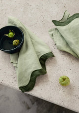 Sage Green Waved Linen Napkins | Hire