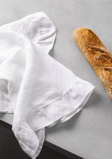 White Ruffle Linen Napkins | Hire