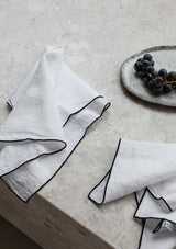 White Amara Stitch Linen Napkins | Hire