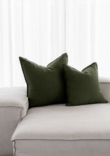 Linen Throw Cushion | Forest Green
