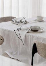 Amara Stitch 100% Linen Tablecloth | White