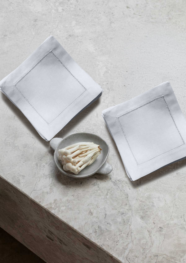 White Linen Cocktail Napkins | Set of Eight