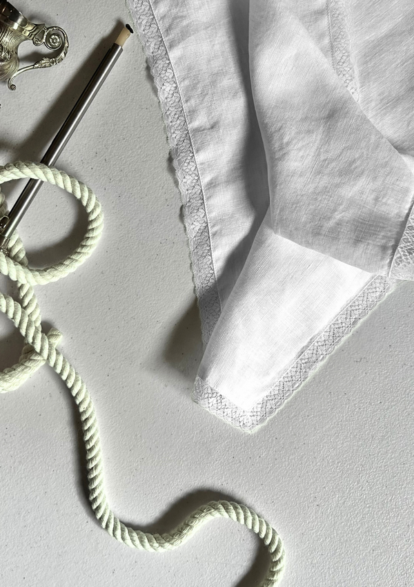 Pure White Linen Laced Napkins | Hire