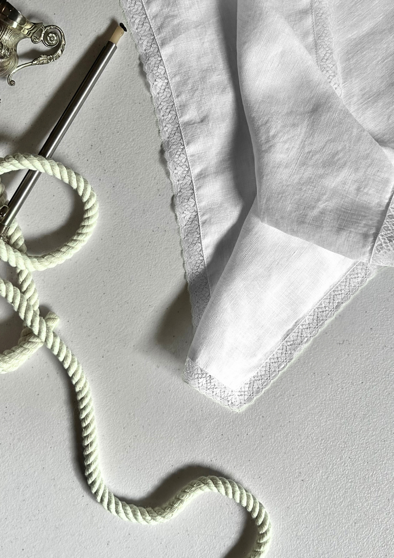 Pure White Linen Laced Napkins | Hire