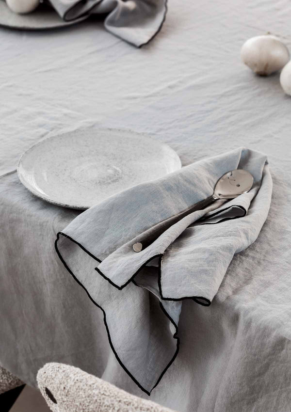 Amara Stitch 100% Linen Napkins | Cool Grey (Set of Four)